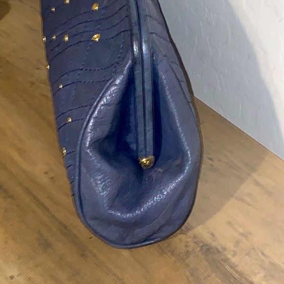 Elliott Lucca Blue Studded Leather Long Clutch EUC - Picture 9 of 13